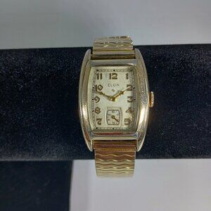 Vintage 1946 Elgin Men's 10k Rolled Gold p 554 Manual Winding Watch "Working"